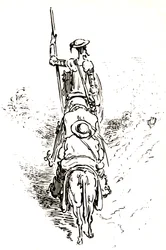 Don Quijote en su caballo, seguido de Sancho en su burro