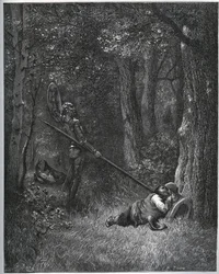 Don Quijote despertando a Sancho Panza - de "Don Quijote de la Mancha" de Miguel Cervantes
