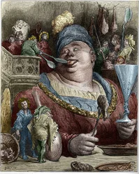 Gargantúa, personaje de las novelas de François Rabelais (1494-1553), escritor francés. Ilustración de Gustave Doré (1832-1883)