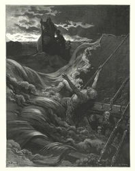 Ilustración de Gustave Dore para Rime of the Ancient Mariner de Coleridge (grabado)
