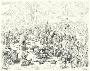 Don Quijote de Gustave Doré: "El pobre Sancho siguió a su amo con el corazón pesado"