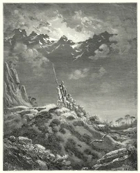 Don Quijote de Gustave Doré: "Hacia el reino de Micomicón" (grabado)