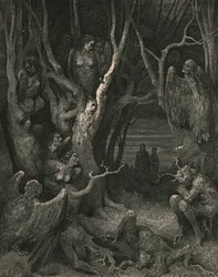 Aquí las brutales arpías hacen su nido, c. 1890