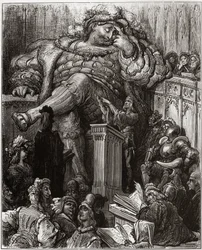 Ilustración de Gustave Doré para La inestimable vida del gran Gargantúa de François Rabelais - ilustración de «Gargantúa y Pantagruel» de François Rabelais - grabado de Gustave Doré (1832-1883)
