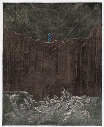 Infierno, Canto 29: Los falsificadores atormentados en el valle, ilustración de "La Divina Comedia" por Dante Alighieri, 1885