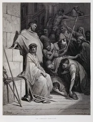 Insultos a Cristo durante su juicio, Ilustración de la Biblia de Dore
