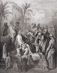 Jesús Bendiciendo a los Niños, grabado por Stéphane Pannemaker c.1868