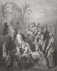 Jesús bendiciendo a los niños, ilustración de 