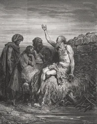 Job y sus amigos, Job 6:1-4, ilustración de «La Santa Biblia» de Doré, grabada por J. Regnier, 1866