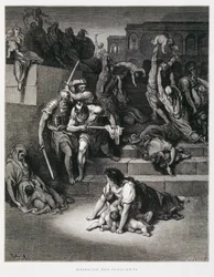 El rey Herodes ordena la masacre de los inocentes, Ilustración de la Biblia de Dore