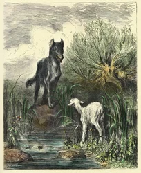 El lobo y el cordero (grabado de 1861-1868)