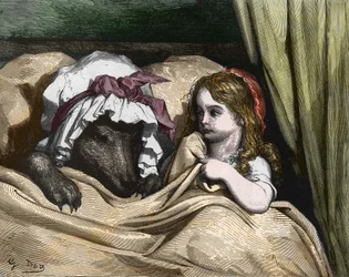 A Caperucita Roja y al Lobo no les gusta la abuela. Ilustración de Gustave Dore