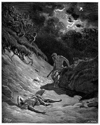 Asesinato de Abel por Caín - ilustración de Gustave Doré para La Biblia