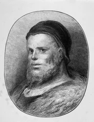 Retrato de Rabelais joven - grabado, por Gustave Doré