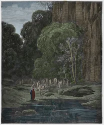 Purgatorio, Canto 5: Los arrepentidos tardíos cantando el Miserere, ilustración de "La Divina Comedia" por Dante Alighieri, 1885