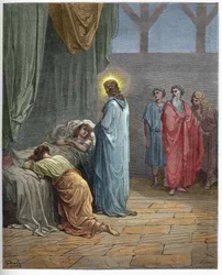 Resurrección de la hija de Jairo - grabado en “La Biblia ilustrada” por Gustave Doré (1832-1883) - Grabado de “La Biblia de Doré”