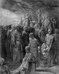 Ricardo, usando represalias, hizo ejecutar a los cautivos - grabado por Gustave Doré
