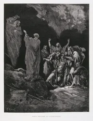 Saúl y la bruja de Endor, ilustración de la Biblia de Dore