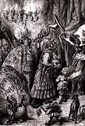 Sindbad el marino (Simbad) - cuento de las mil y una (1001) noches - ilustración de Gustave Dore (detalle) - Maxwell edición 1865 - Sexto viaje: A la corte del rey de Serendib