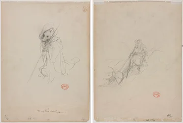 Boceto para "El Lobo Convertido en Pastor" (recto) Boceto de Escena de Caza (verso)