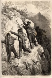Contrabandistas de la Serranía de Ronda. Dibujo de Gustave Doré (1832-1883), para ilustrar su viaje a España en 1862, con Ch. Davillier. Grabado en “Le tour du monde”, editado por Edouard Charton