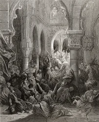 Los cruzados masacran a los habitantes de Cesarea, ilustración de 