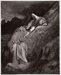 La Divina Comedia, Infierno, Canto 12: El Minotauro en el acantilado destrozado (Ilustración de Gustave Doré)
