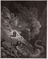 La Divina Comedia, Infierno, Canto 17: Gerión, símbolo del engaño - por Dante Alighieri (1265-1321) - Ilustración de Gustave Doré (1832-1883)