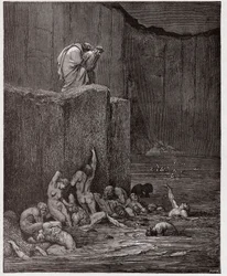 La Divina Comedia (La Divina Commedia, La Divine Comedie), Infierno, Canto 18: Amantes y aduladores en el octavo círculo - por Dante Alighieri (1265-1321) - Ilustración de Gustave Doré (1832-1883)