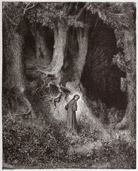 La Divina Comedia, Infierno, Canto 1: Dante en el bosque salvaje - Ilustración de Gustave Doré