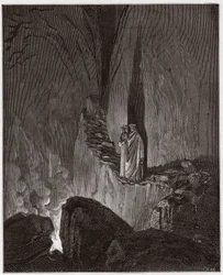 La Divina Comedia, Infierno, Canto 26: Los espíritus flamígeros de Ulises y Diomedes - Ilustración de Gustave Doré