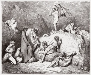 La Divina Comedia, Infierno, Canto 28: Sembradores de discordia mutilados en la novena bolgia - Ilustración de Gustave Doré