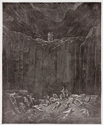 La Divina Comedia, Infierno, Canto 29: Los falsificadores atormentados en el valle - Ilustración de Gustave Doré