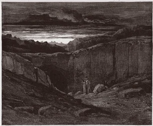 La Divina Comedia, Infierno, Canto 3: Virgilio y Dante en las puertas del Infierno - Ilustración de Gustave Doré