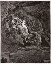 La Divina Comedia, Infierno, Canto 5: Francesca describe su muerte - por Dante Alighieri (1265-1321) - Ilustración de Gustave Doré (1832-1883)