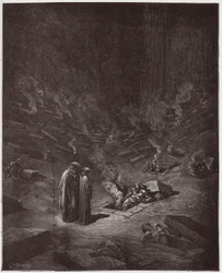 La Divina Comedia, Infierno, Canto 9: Los sepulcros ardientes de los herejes - por Dante Alighieri (1265-1321) - Ilustración de Gustave Doré (1832-1883)