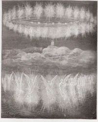 La Divina Comedia, Paraíso, Canto 12: Los anillos de las almas glorificadas en el sol - por Dante Alighieri (1265-1321) - Ilustración de Gustave Doré (1832-1883)