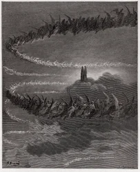La Divina Comedia, Paraíso, Canto 18: En la esfera de Júpiter, las almas benditas forman letras - por Dante Alighieri (1265-1321) - Ilustración de Gustave Doré (1832-1883)