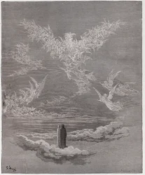 La Divina Comedia (La Divina Commedia, La Divine Comédie), Paraíso, Canto 19: Las almas benditas forman un águila en el cielo - de Dante Alighieri (1265-1321) - Ilustración de Gustave Doré (1832-1883)