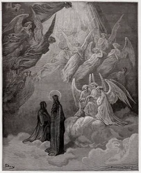 La Divina Comedia (La Divina Commedia, La Divine Comédie), Paraíso, canto 20: las almas luminosas cantan - de Dante Alighieri (1265-1321) - Ilustración de Gustave Doré (1832-1883)
