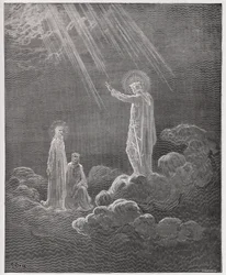 La Divina Comedia, Paraíso, Canto 8: Carlos Martel se dirige a Dante y Beatriz - por Dante Alighieri (1265-1321) - Ilustración de Gustave Doré (1832-1883)