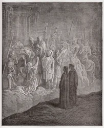 La Divina Comedia, Purgatorio, Canto 10: Las esculturas de mármol que representan el orgullo - de Dante Alighieri (1265-1321) - Ilustración de Gustave Doré (1832-1883)
