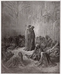 La Divina Comedia (La Divina Commedia, La Divine Comedie), Purgatorio, Canto 13: Las almas de los envidiosos - por Dante Alighieri (1265-1321) - Ilustración de Gustave Doré (1832-1883)