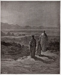 La Divina Comedia, Purgatorio, Canto 1: Dante se arrodilla ante Estacio - Ilustración de Gustave Doré
