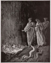 La Divina Comedia, Purgatorio, Canto 25: Los poetas en el séptimo círculo - por Dante Alighieri (1265-1321) - Ilustración de Gustave Doré (1832-1883)