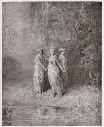 La Divina Comedia, Purgatorio, Canto 29: Caridad, Esperanza y Fe - por Dante Alighieri (1265-1321) - Ilustración de Gustave Doré (1832-1883).