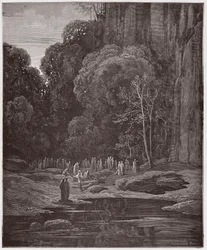 La Divina Comedia, Purgatorio, Canto 5: Los arrepentidos tardíos cantando el Miserere - Ilustración de Gustave Doré