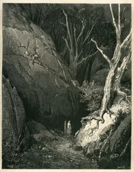 El Infierno de Dante Alighieri (la Divina Comedia) ilustrado por Gustave Dore. Edición francesa de 1861. "Allor si mosse, ed io gli tenni dietro. (Entonces se puso en marcha, y yo le seguí)", canto 1 v.136.