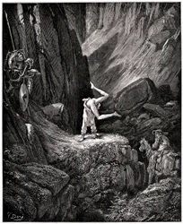 El Ingenioso Hidalgo Don Quijote de la Mancha (Quijote) de Miguel de Cervantes (1547-1616): el caballero hace hacer cabriolas a la triste figura "poniendo desnudas ciertas cosas que Sancho, por no verlas, se apresura a dar la vuelta, satisfecho de