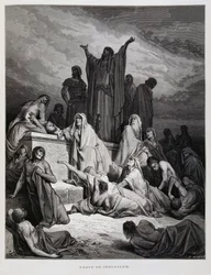 La peste golpea Jerusalén, Ilustración de la Biblia de Dore